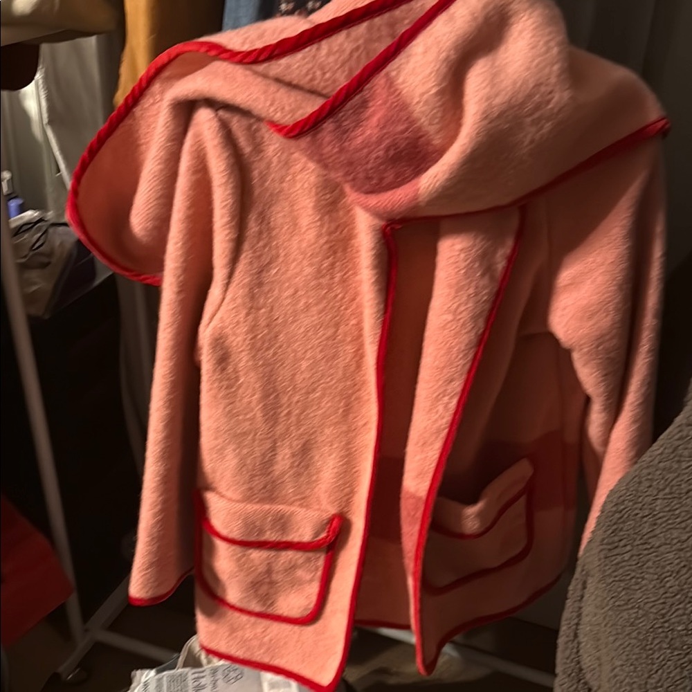 Free People Carleen Pink Jacket with Red Trim